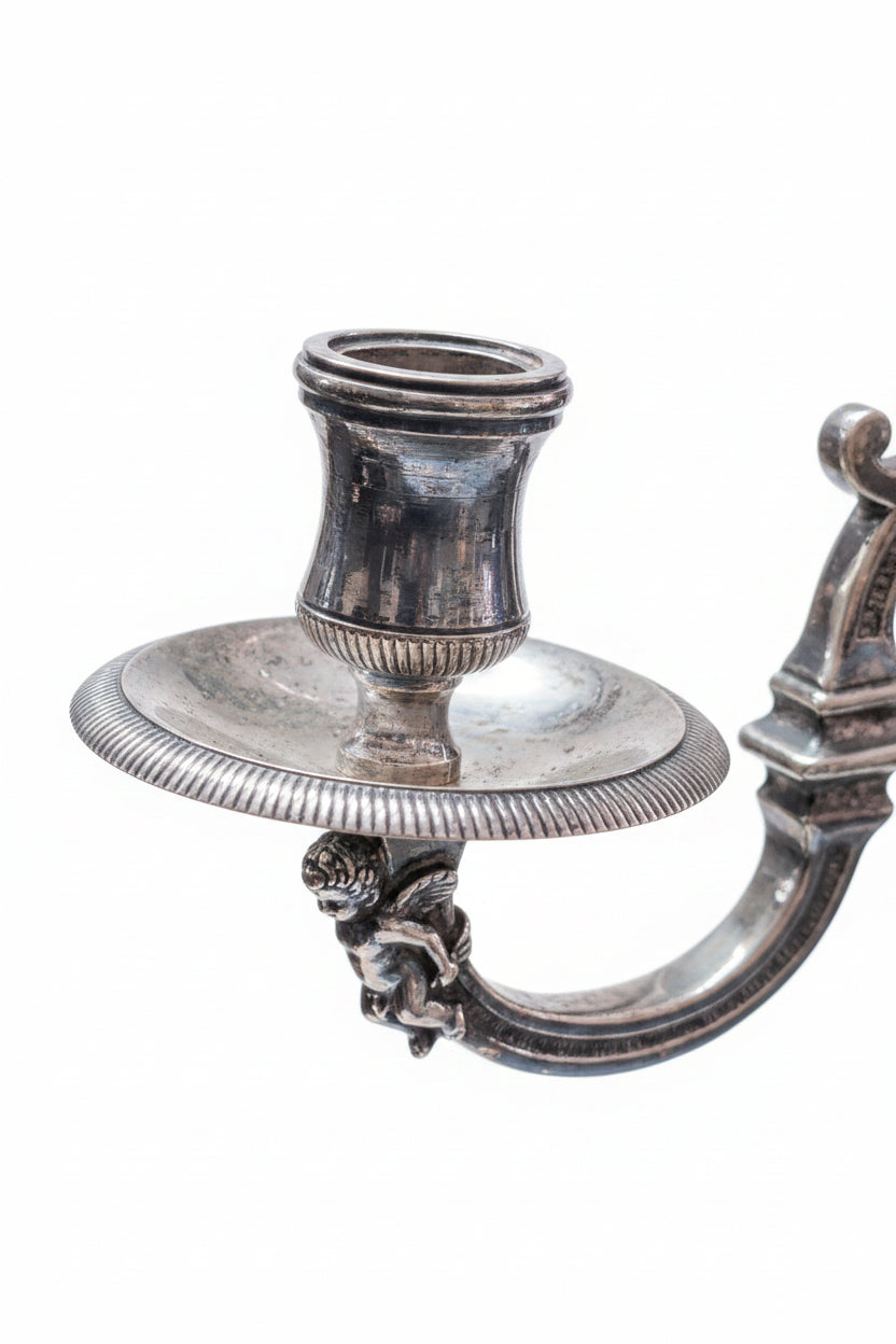 2 bougeoirs argentés – Antiques, hauteur 39 cm