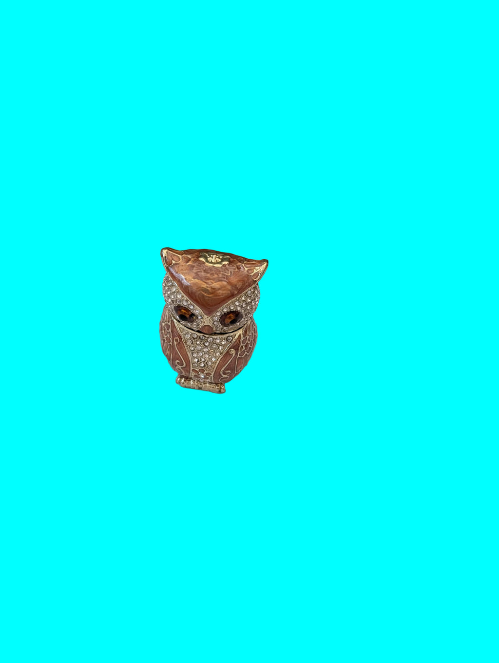 Boîte à pilules Hibou – Étain émaillé, hauteur 11 cm