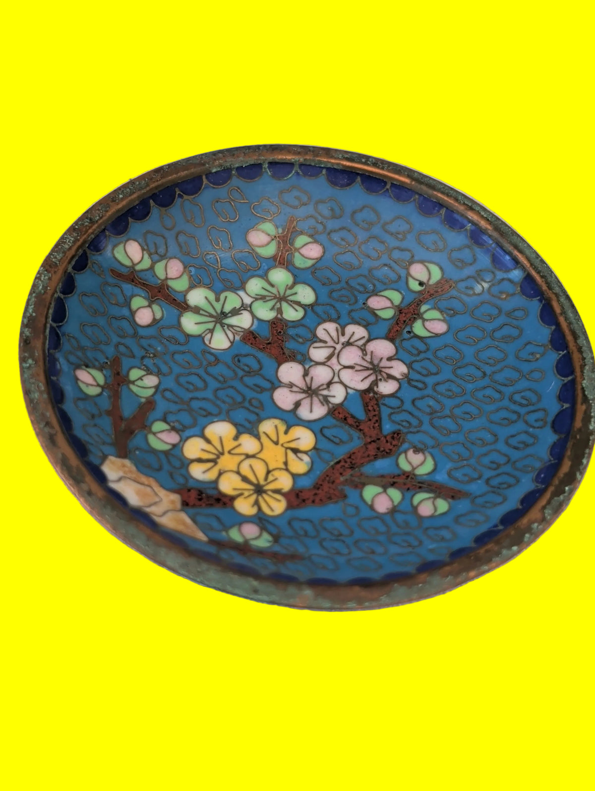 Assiette cloisonnée – petite, émail, objet de collection décoratif