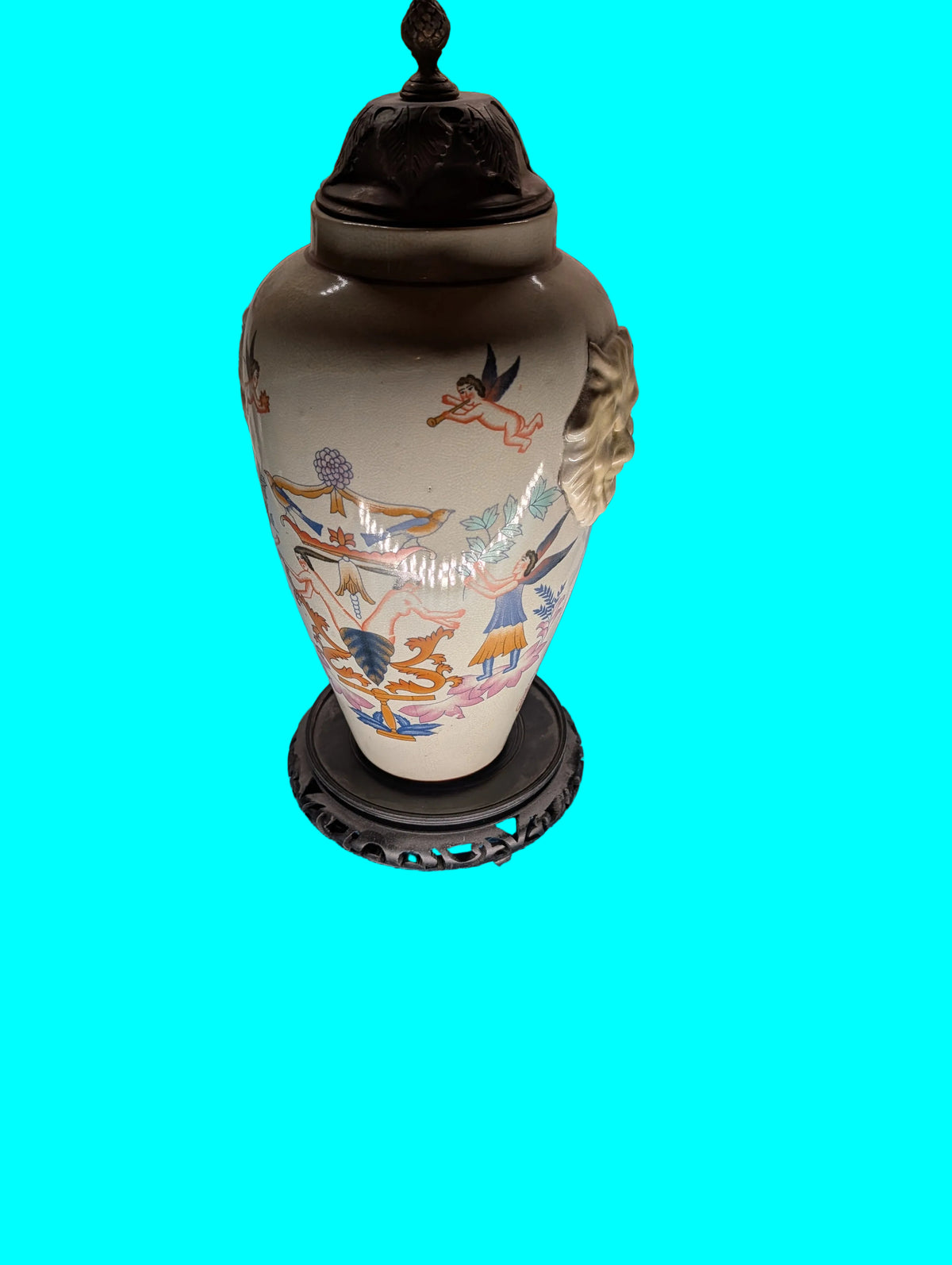 Porzellan Vase auf Sockel – Dekorative Ziervase, Höhe 44 cm