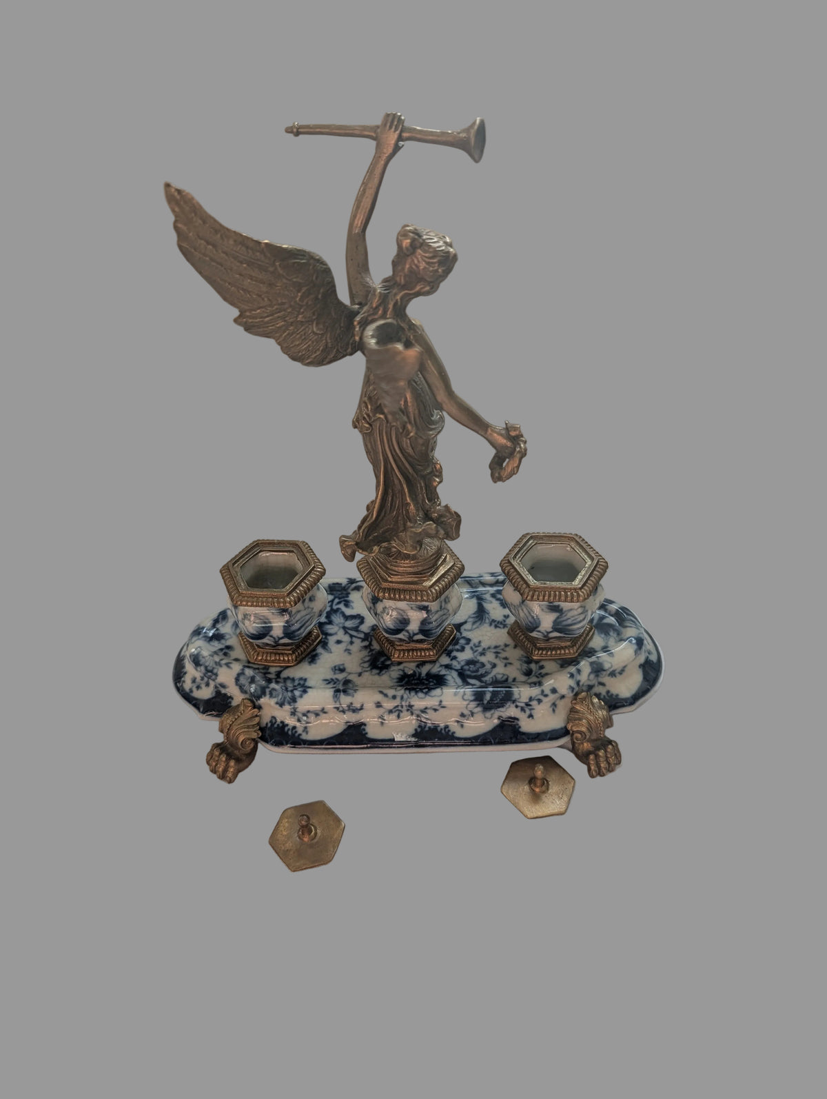 Porzellan Bronze Tintenfass Tischfigur – Dekoratives Schreibtisch-Accessoire