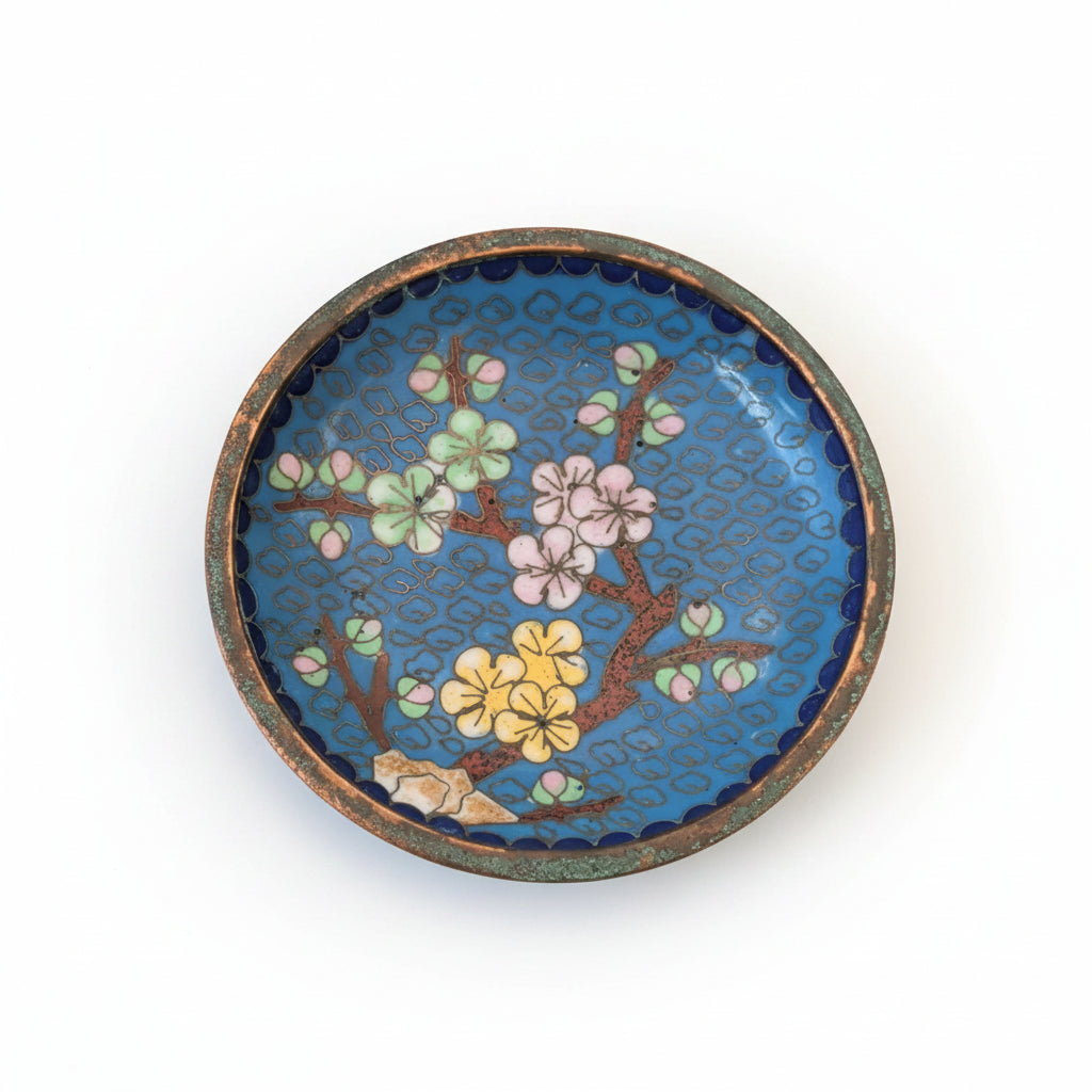 Assiette cloisonnée – petite, émail, objet de collection décoratif