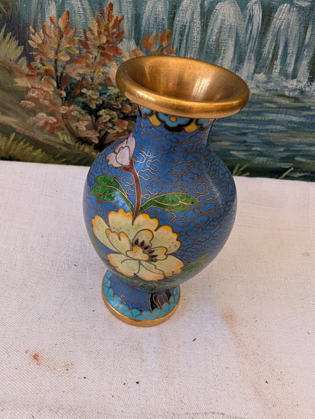 Vase cloisonné 14 cm – Émail ancien