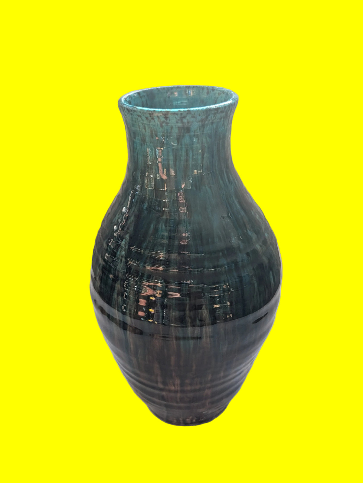 Französische Keramik Blumenvase – Signiert, Glänzend, Top Zustand