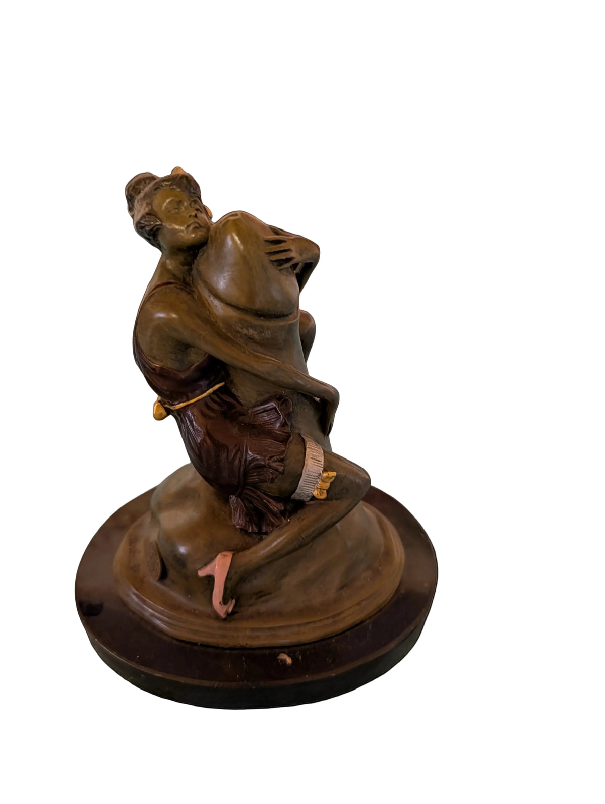TOP EROTISCHE BRONZE FIGUR EINER LADY , DIE EINEM PHALLUS UMARMT