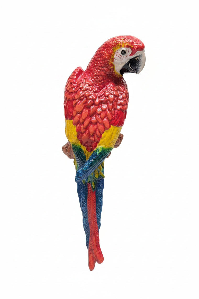 Figurines perroquets en fonte – Ara bleu et jaune & Ara chloroptère, 37 cm, Intérieur & Extérieur