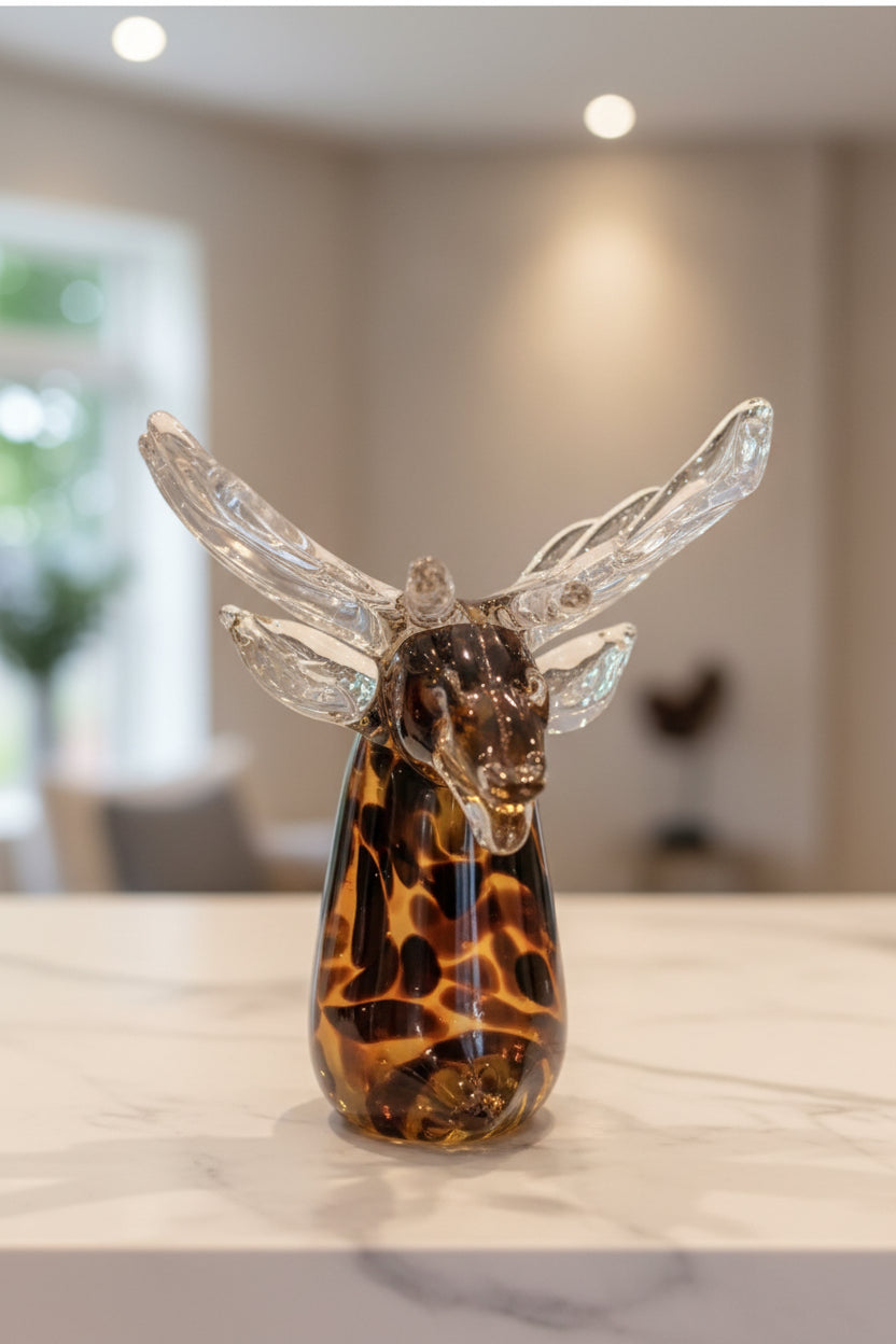 Elch Glasfigur – Handgefertigtes Glas, 14 cm