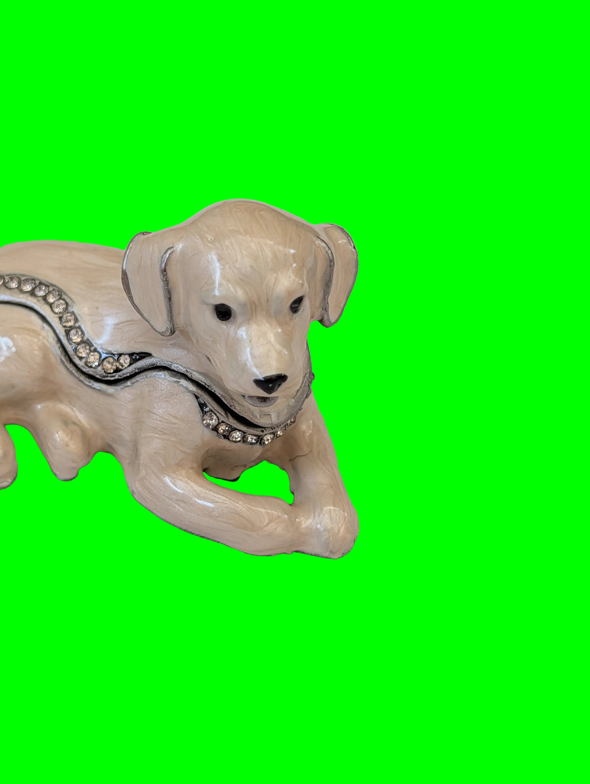 Pillendose Hund – Emailierter Zinn, Länge 11 cm