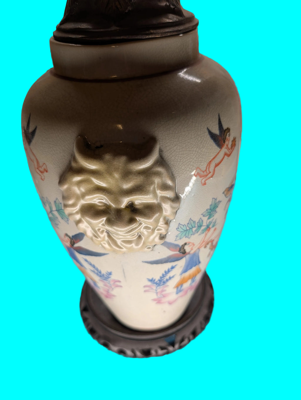 Porzellan Vase auf Sockel – Dekorative Ziervase, Höhe 44 cm
