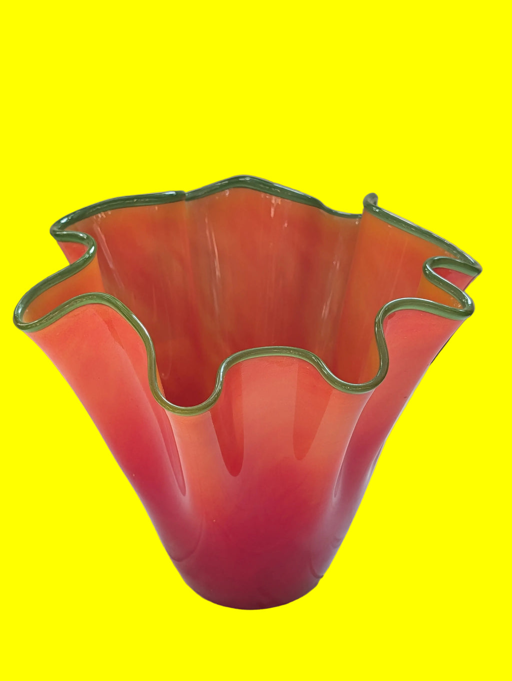 UN VASE FLEURI MURANO EXCEPTIONNEL ROUGE EN PARFAIT ÉTAT