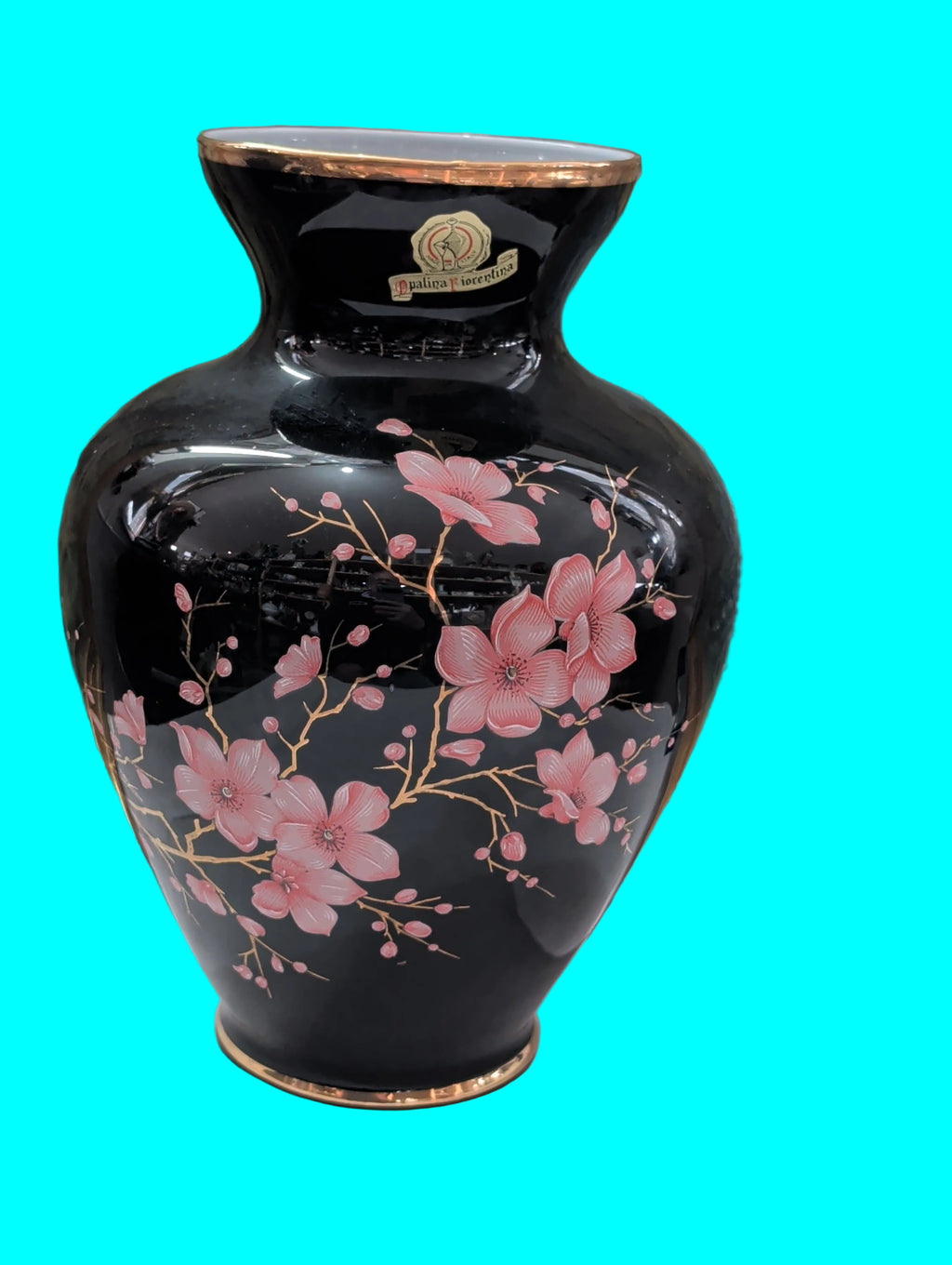 Antike Porzellanvase aus Italien – Mit Goldrand, Höhe 31 cm