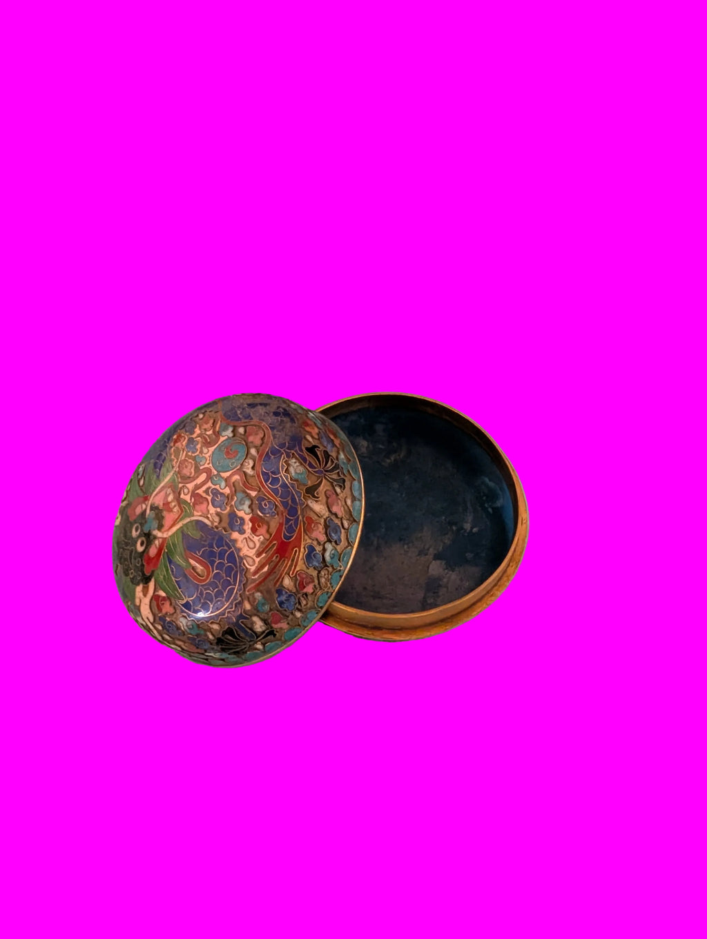 Cloisonné Schmuckdose mit floralem Muster – Reich verziert, Sammlerstück