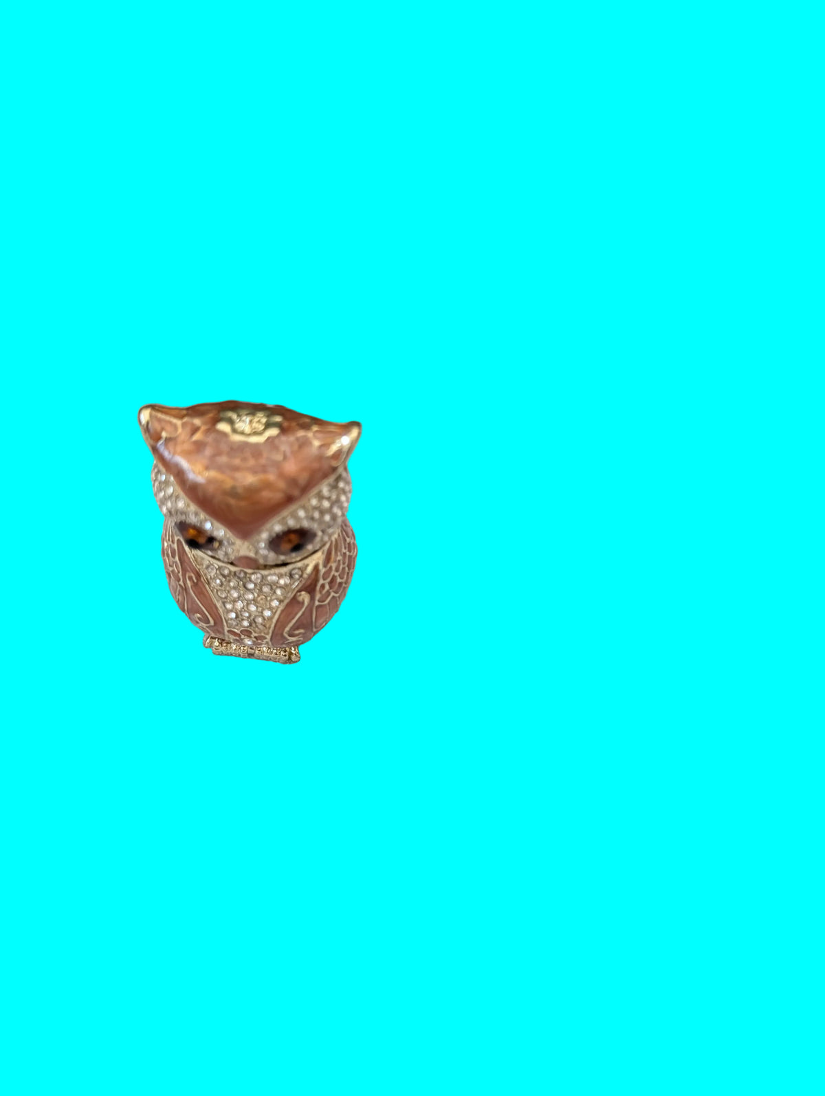 Boîte à pilules Hibou – Étain émaillé, hauteur 11 cm