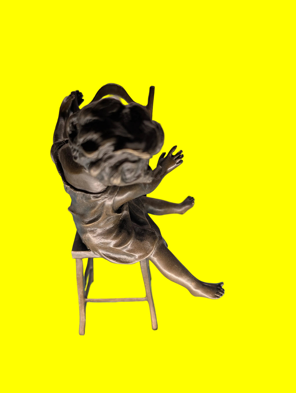 Bronze, figurine fille sur chaise – Belle sculpture en bronze, objet de collection