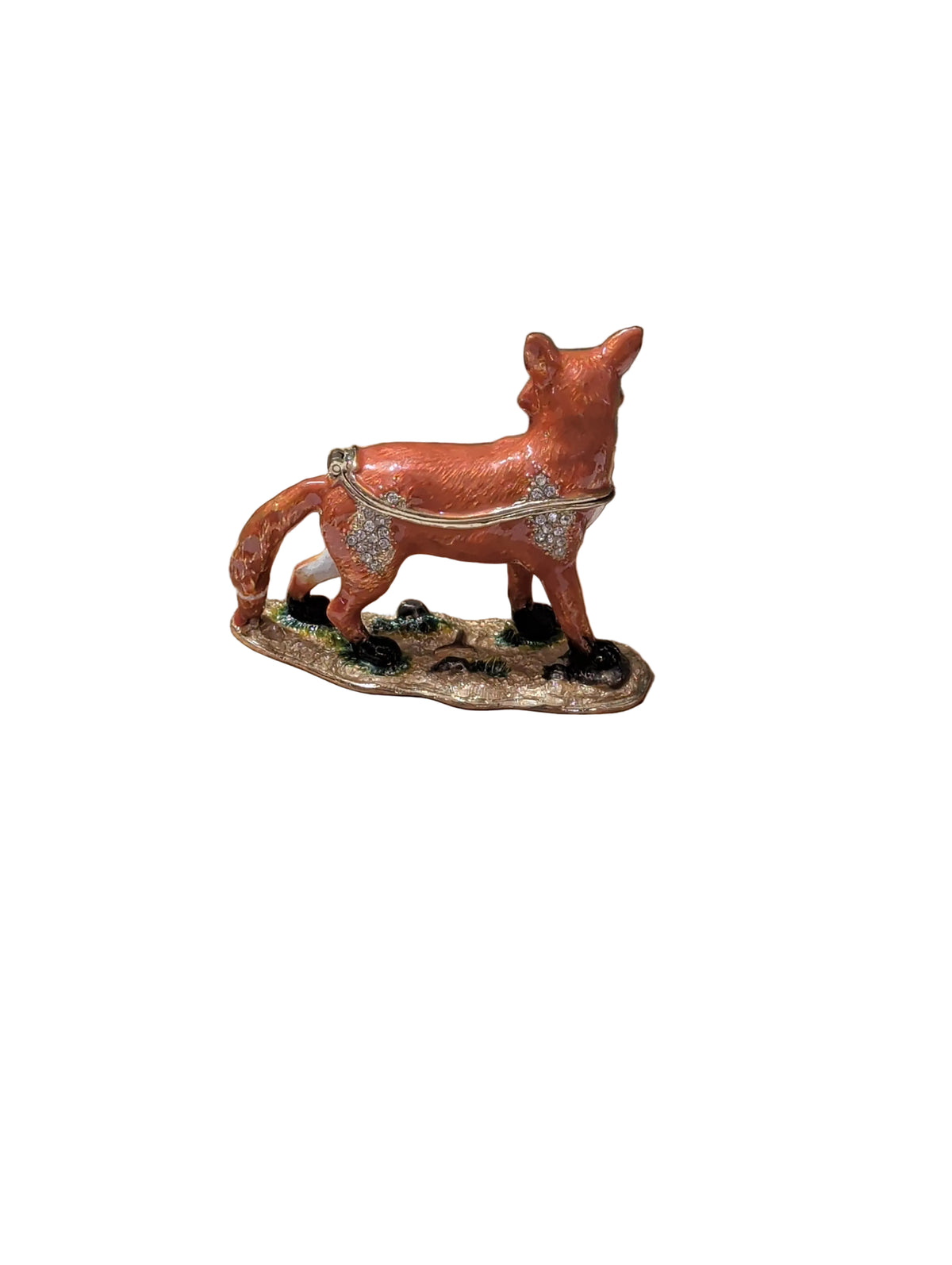 Pilulier – étain, émaillé motif renard